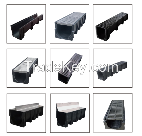 BMC, SMC U type 300-530-1000MM, linear Trench Drainage Channel with various grating, OEM Manufacturer