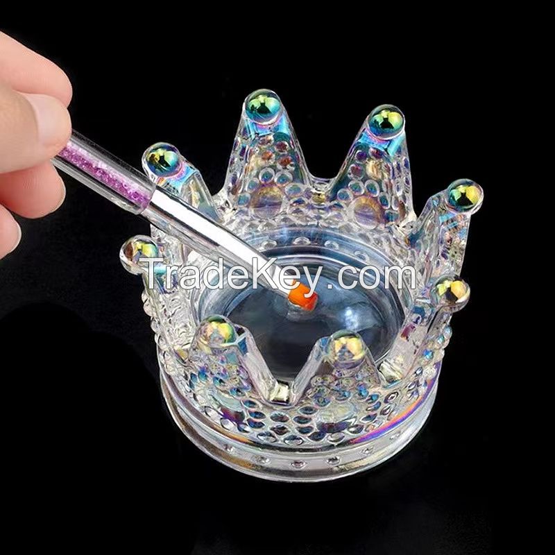 Online celebrity's new Japanese-style Phnom Penh Crown nail art pen holder glass boxed nail art glass crystal pen holder