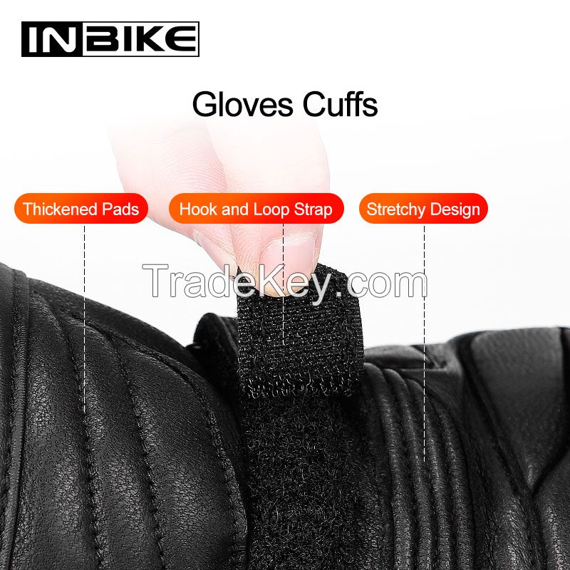 INBIKE Goatskin Leather Gloves Breathable 5mm Thickened EVA Pads Touch Screen Racing Motorbike Gloves CM310