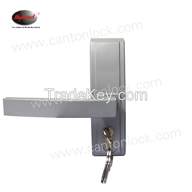 panic device trim handle with brass cylinder and 2 brass key, security