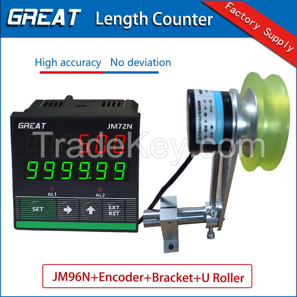 M72N Digital Length Meter Counter Mechanical Length Counter Measurement Unit Feet,Inches, Meters, Yards with 20MM Polyurethane U Wheel