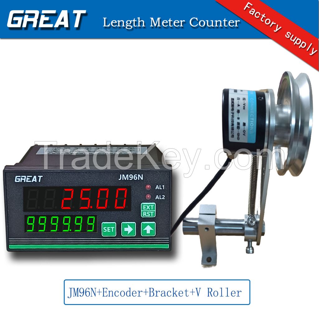 JM96N Digital Length Meter Counter Length Counter with Metal V Wheel for Feet Meter Yard