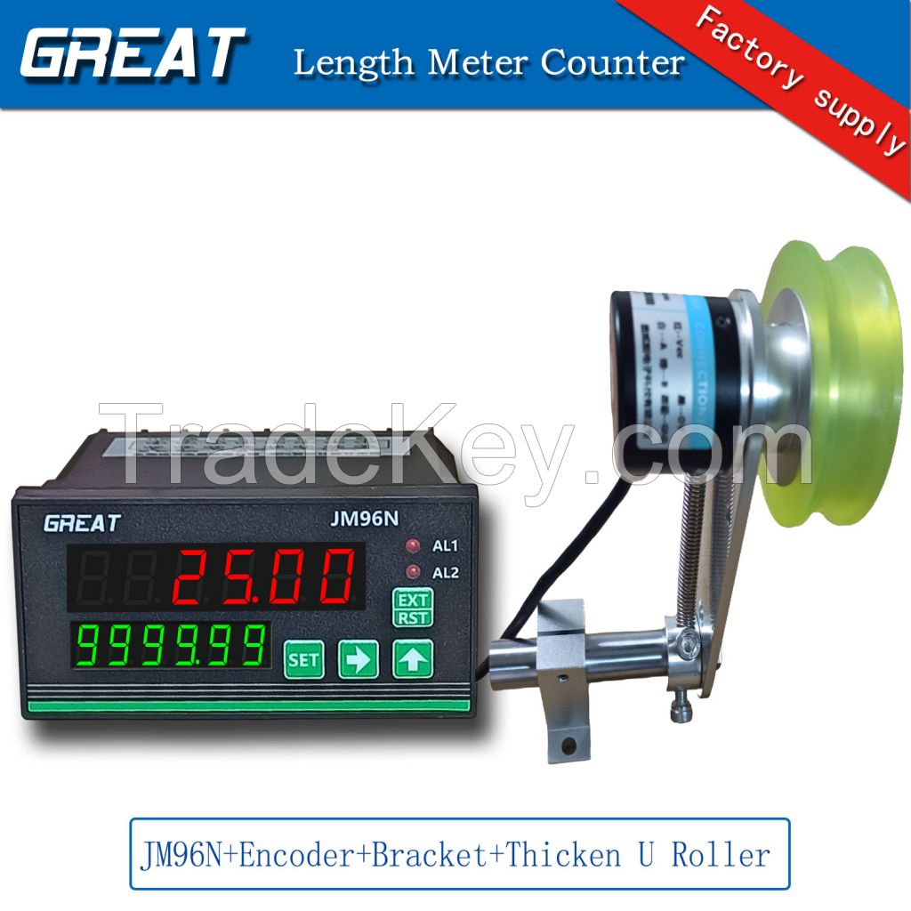 JM96N Length Meter Counter Digital Length Counter Measured Unit in Feet Meter With 20MM Polyurethane U Wheel