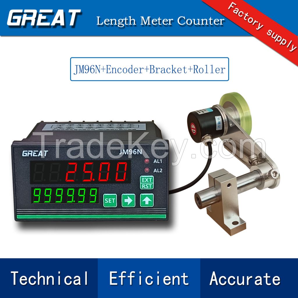 JM96N Digital Length Meter Counter Mechanical Length Counter Measure Wheel Unit in Feet Meter with Control Function 0-999999