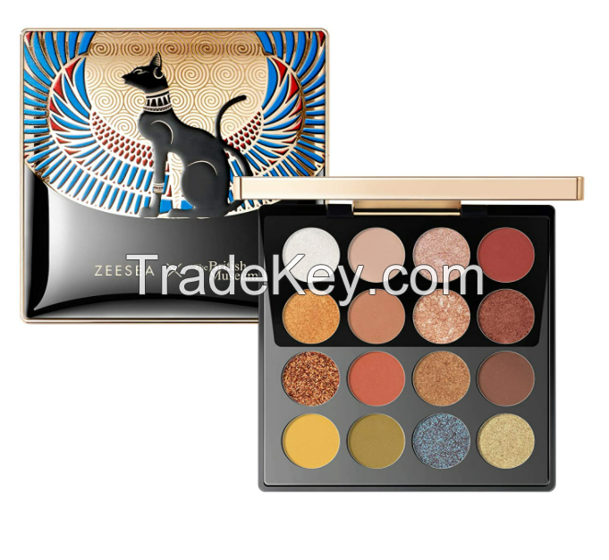 ZEESEA Egypt Eyeshadow Palette The British Museum Collection, Matte Shimmer Glitter Blendable High Pigmented 16 Shades Eye Makeup Palette