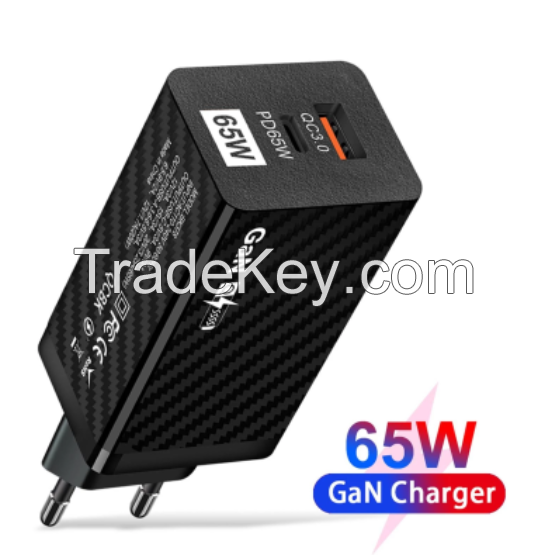 65w Gallium Nitride Usb Charger Pd Smart Fast Charging Cell Phone Charging Head Qc3.0 Laptop Universal Quick Gan Charging US/EU