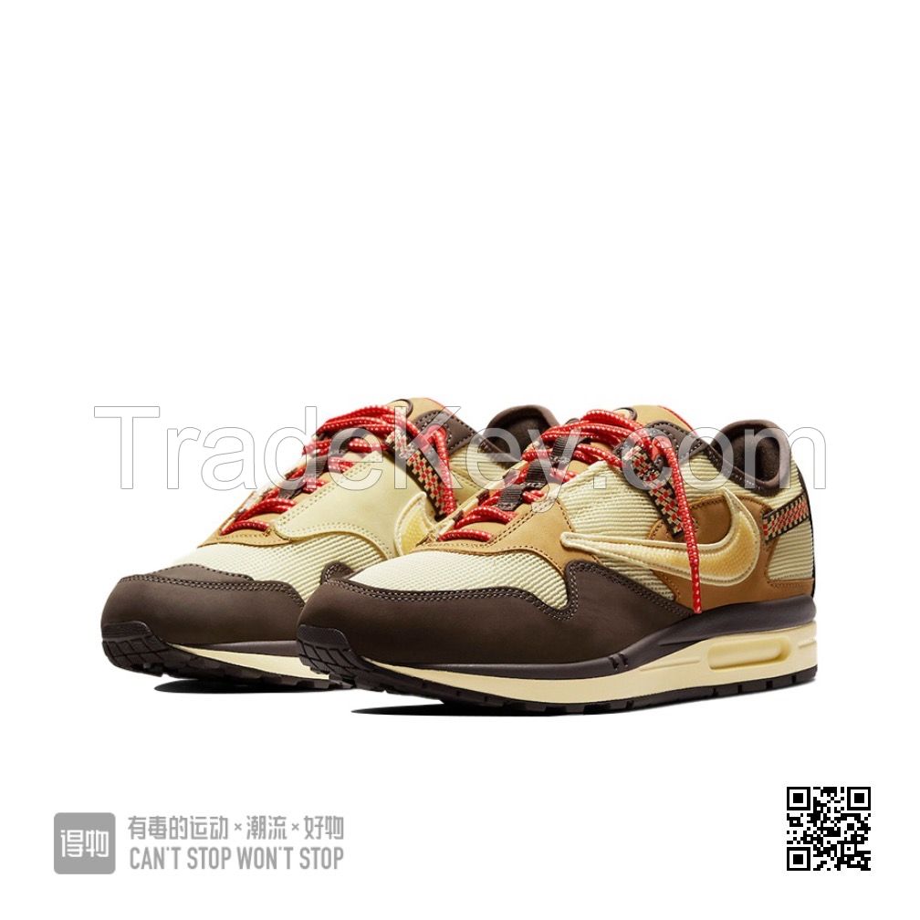 CACT.US CORP x Nike Air Max 1 Baroque Brown"                Retro casual running shoes baroque brown Tr Avis Scott barbs for both men and women