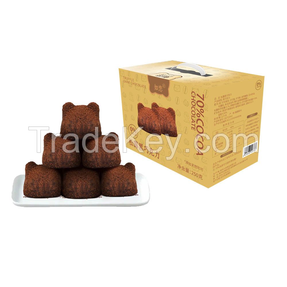 Truffle Black Raw Chocolate Natural Pure Cocoa Butter 0 Sucrose Gift Box Bulk Snack Wholesale 250 g