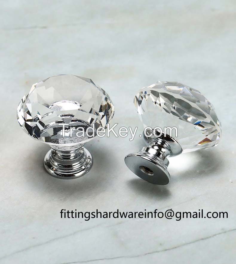 Crystal Drawer Cabinet Knob Diamond Crystal Glass Knob Handle 30mm Suitable for Dresser Kitchen Wardrobe Cabinet