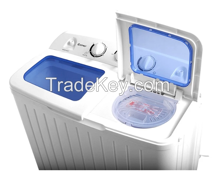 17.6 lbs Electric Portable Mini Household Compact Twin Tub Washing Machine Ultifunctional Barrel Type Washer Spinner