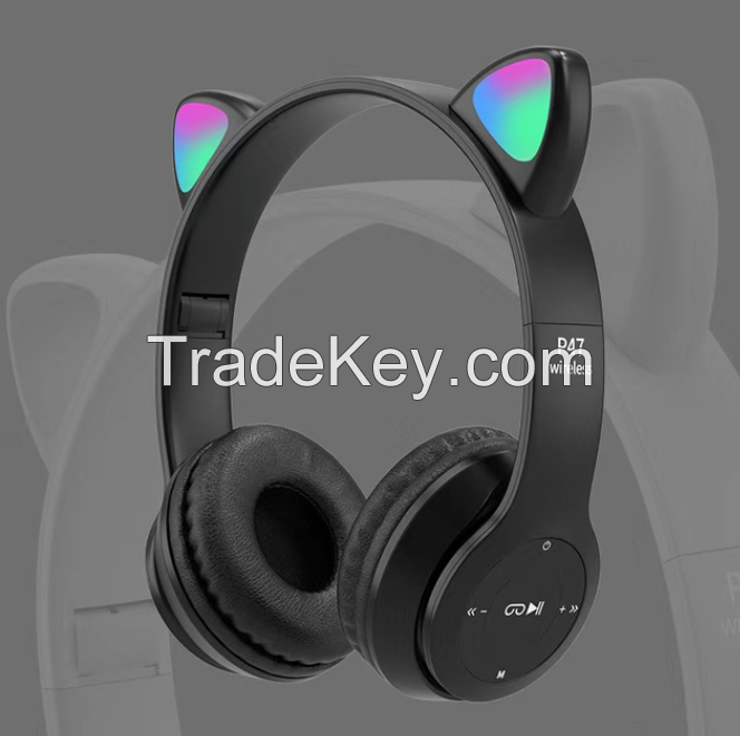 Future New Product Pink Cat Ear LED Light Cute t Girl Gaming Headset With Mic ENC Noise Reduction HiFi Channel RGB Wireless Headphone