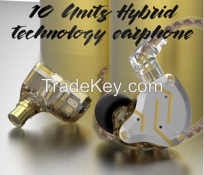 Future Gold Earphones 4BA+1DD Hybrid 10 drivers HIFI Bass Earbuds In Ear Monitor Headphones Noise Cancelling Metal Headset