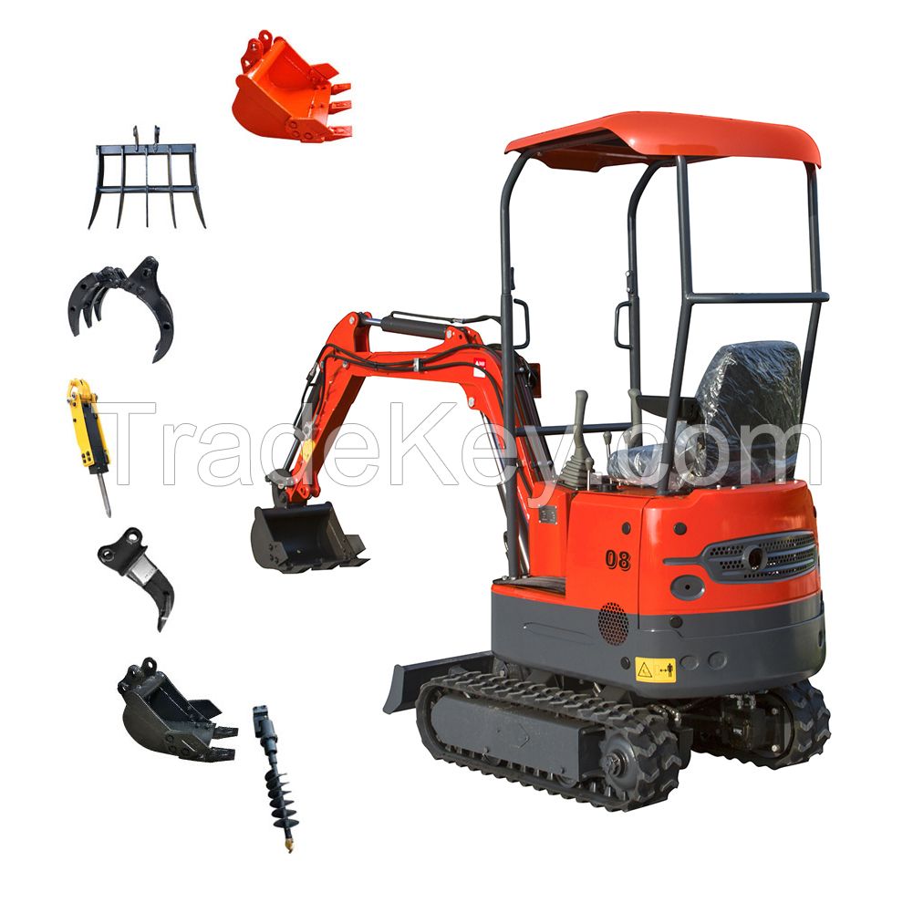China Manufacture 1 ton 1.2 ton 1.6ton 2 ton Mini Excavator Small Digger Crawler Excavators