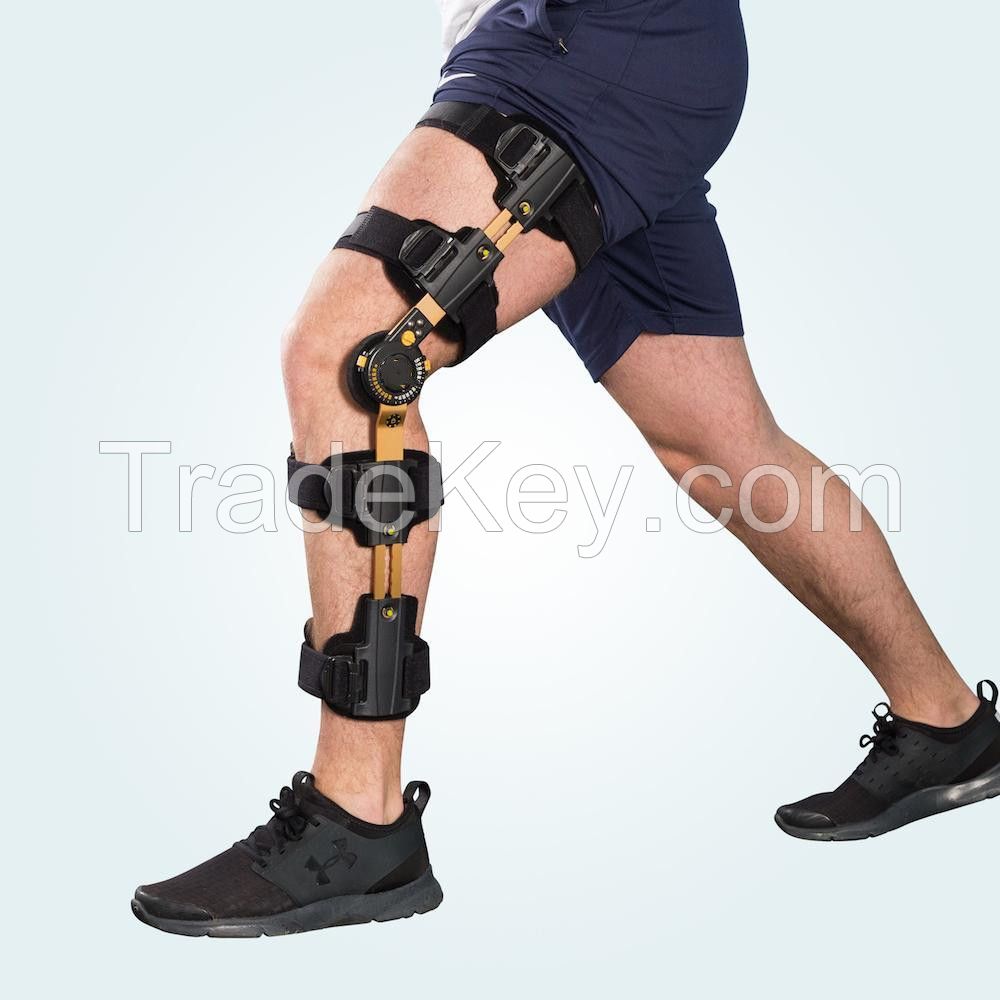 Telescopic Post Op Mechanical Knee Brace Gold Hinge , Functional Knee Brace