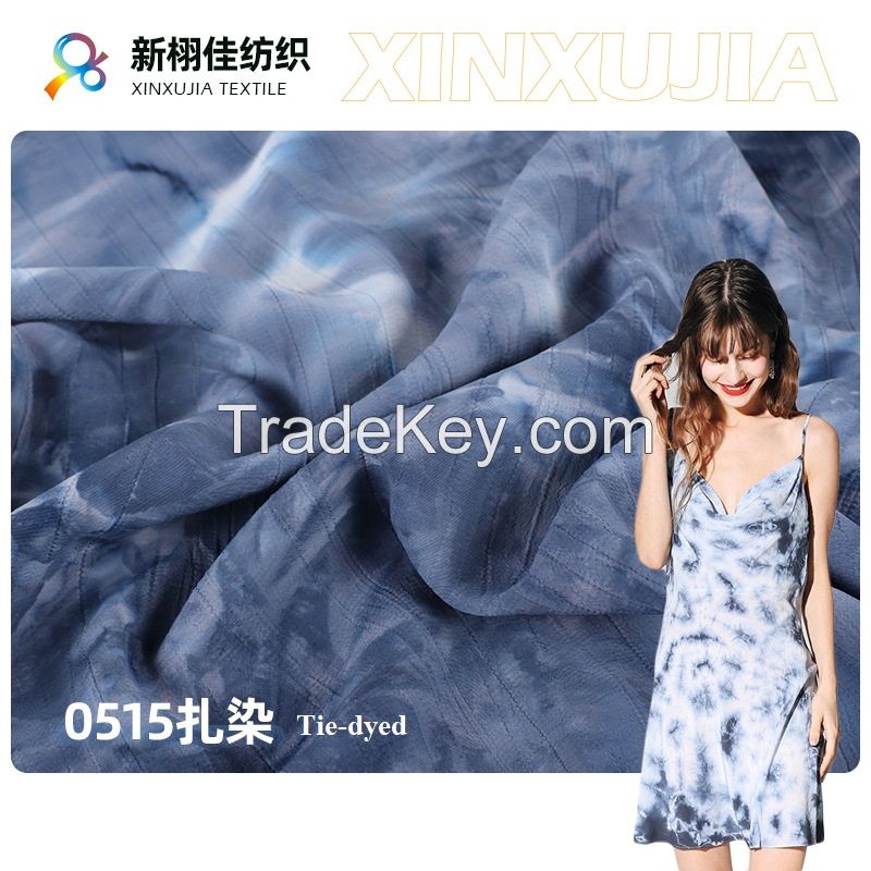 Polyester Tie-dyed woven clothing fabric for summer garment skirts dresses apparels