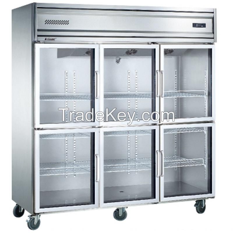 Factory direct sales convenience store double pass front and back open door freezer split beverage supply commercial display cabinet