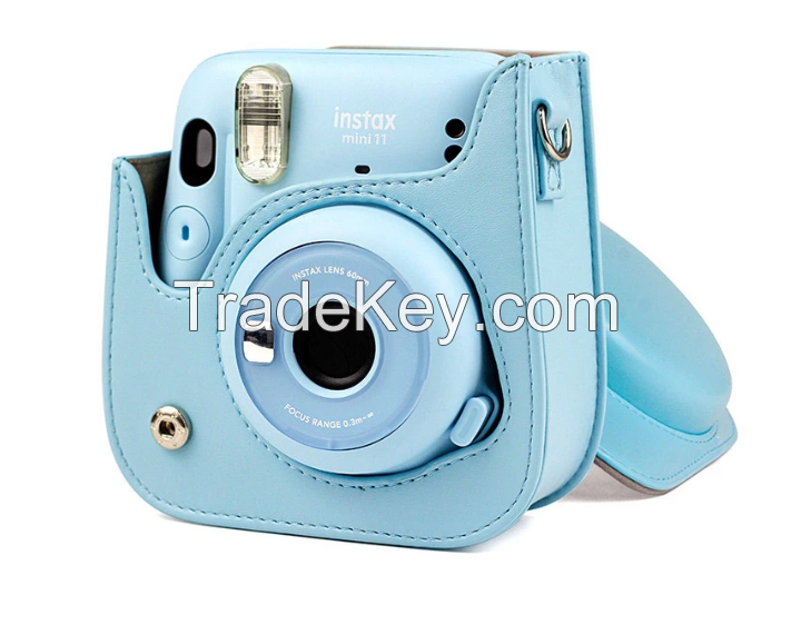 For Instax Mini 11 Camera Case PU Leather Soft Silicone Cover Bag for Fujifilm Polaroid Film Camera Bag with Shoulder Strap