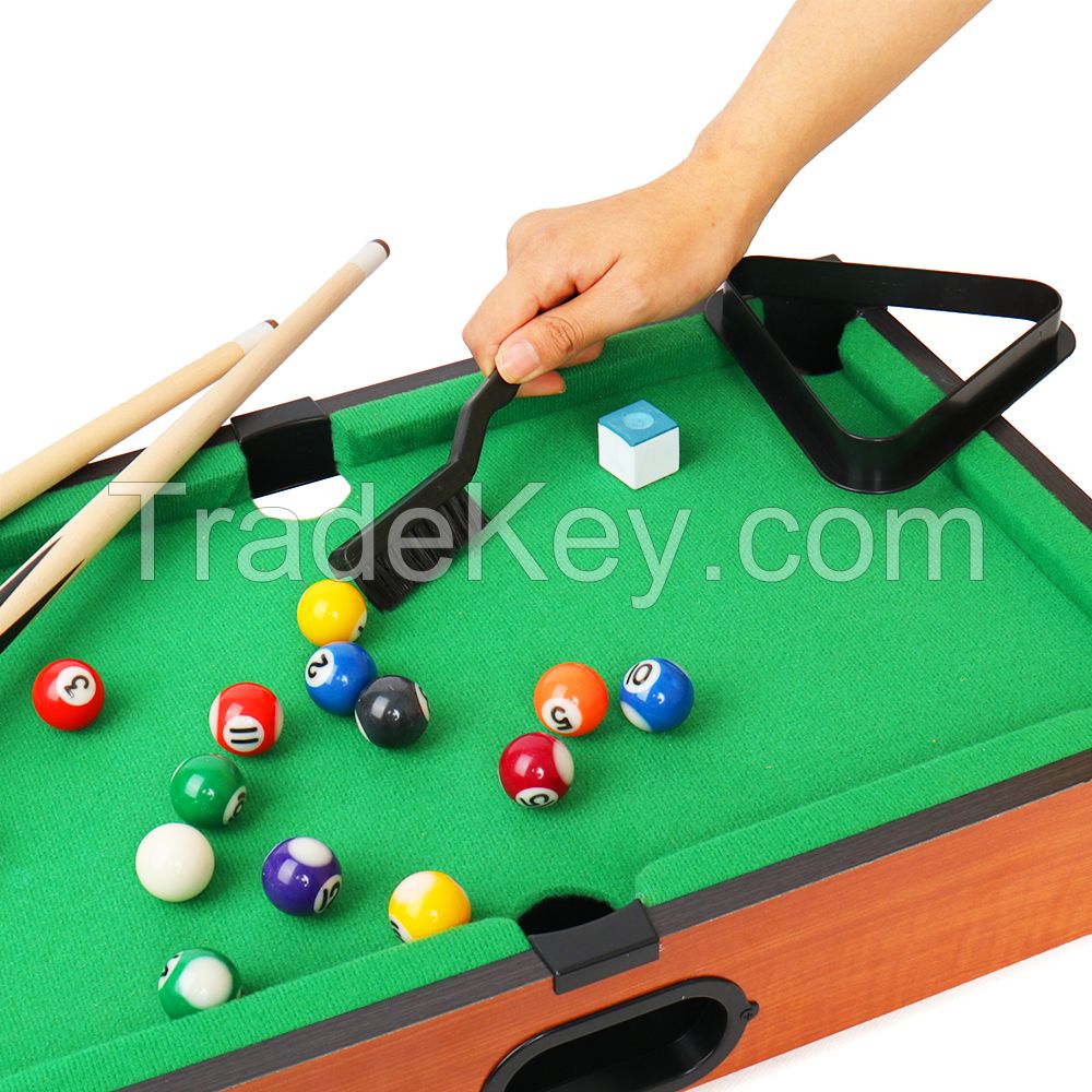Pool Set- Billiards Game Includes Game Balls, Sticks, Chalk, Brush and Triangle-Portable