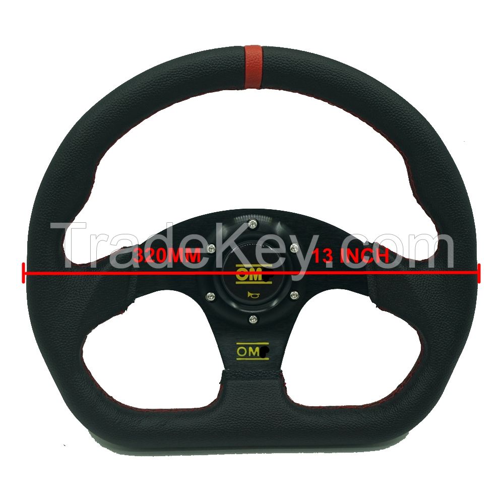 JDM Universal OM D-Shape Steering Wheel Modified Racing 13Inch 320mm Leather Flat Drift Car Rally Sport Simulated Game With Logo