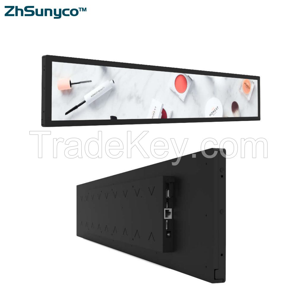 36.6 inch bar type lcd display shelf high definition wall mount shelf screen for retail shop