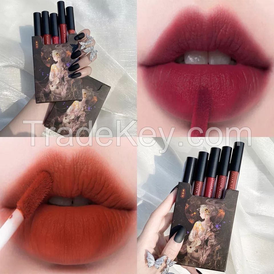 5pcs Set Lip Glaze Box lipstick Matte Velvet Lipsticks