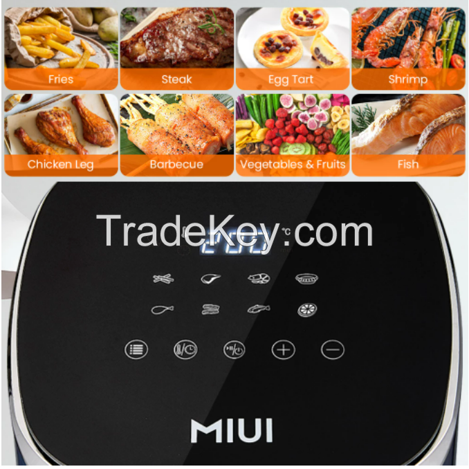 MIUI 4.5L/5L Air Fryer Without Oil Hot Air Electric Fryer with Viewable Window &amp; Touch Screen Home Square Deep Fryer Ocean Heart
