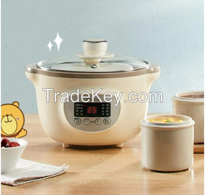 Bear 220V Slow Cooker Electric Casserole Soup Pot Porridge 1.6L Stew Can Be Reserved for Timing DDZ-D16A1