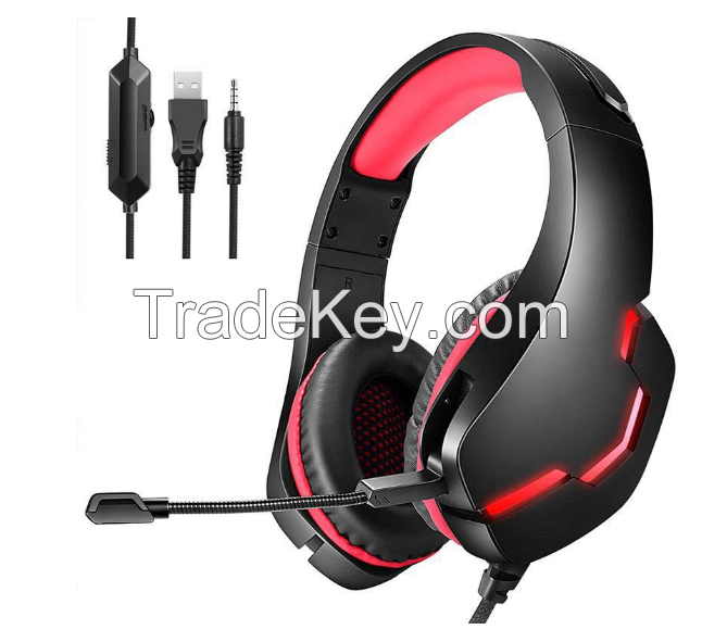 J10 Head-mounted wired headset wire-controlled luminous esports mobile phone computer eating chicken game headset