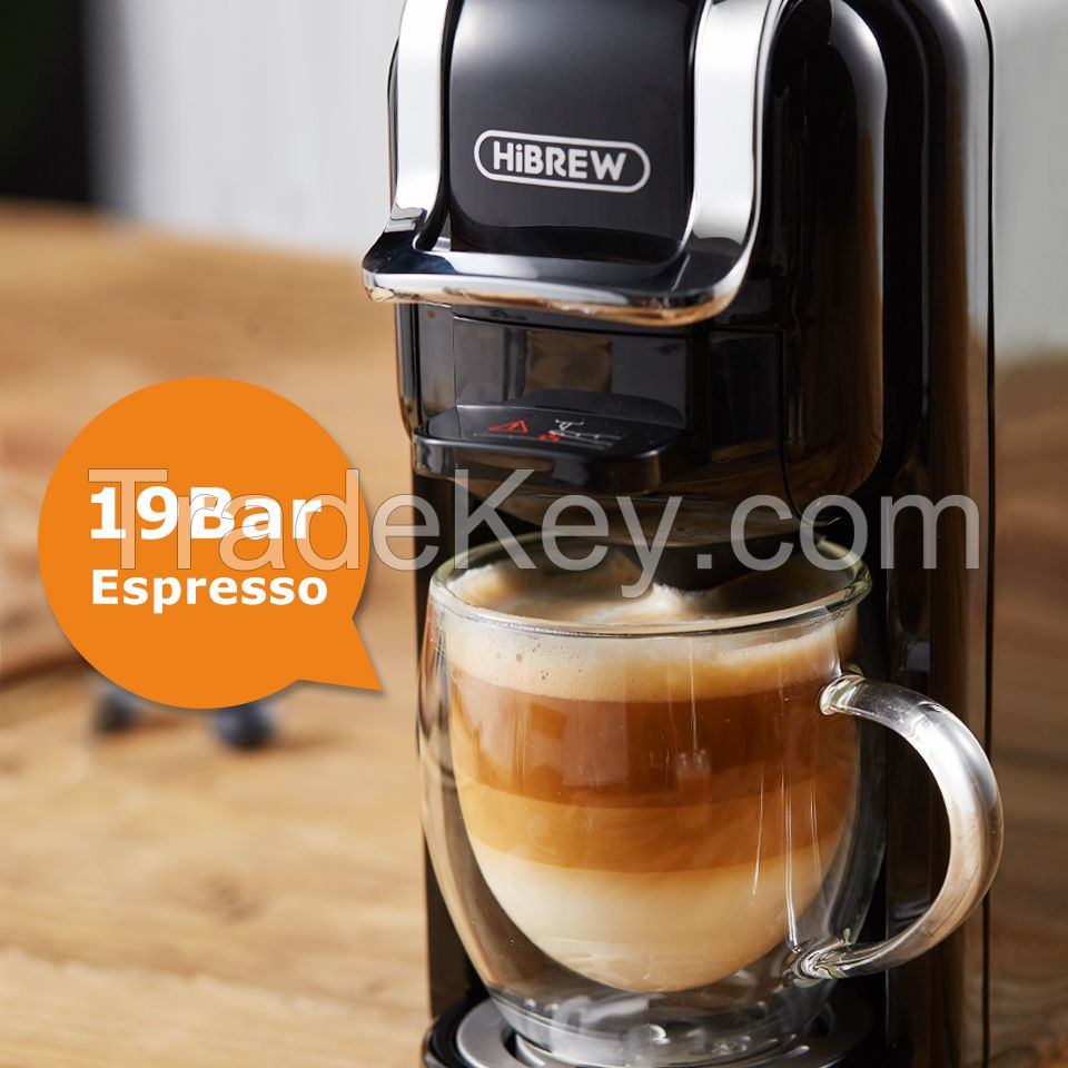 HiBREW Coffee Machine 19Bar 4in1 Multiple Capsule Expresso Cafetera Dolce Milk&amp;Nexpresso Capsule ESEpod Ground Coffee Pod H2