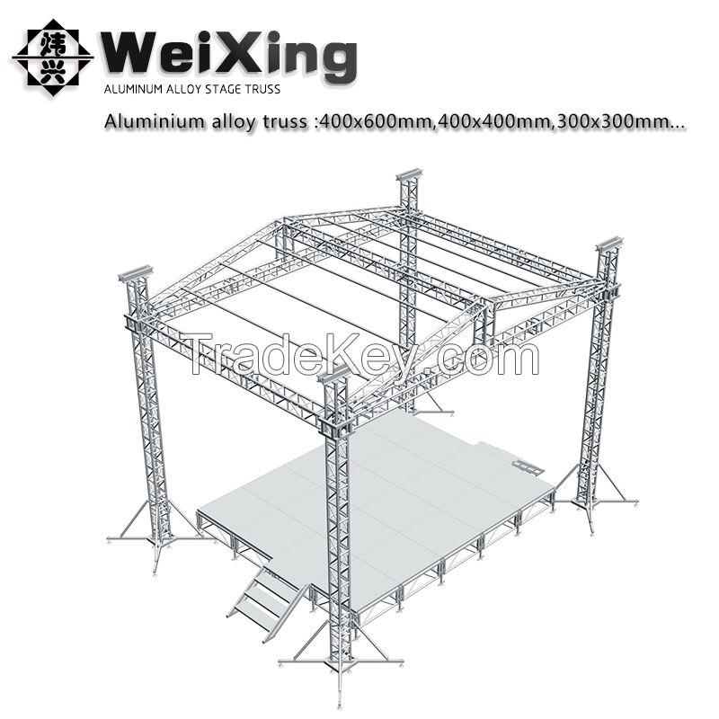 Aluminum Lighting Portable Mobile Event Concert Stage Equipment Truss with Roof System