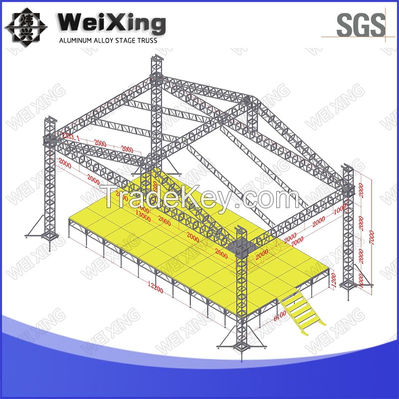 Outside Concert Stage Lifting Tower Heavy Duty Crank Lighting Stand 4.1m Line Array Truss/Gantry Truss