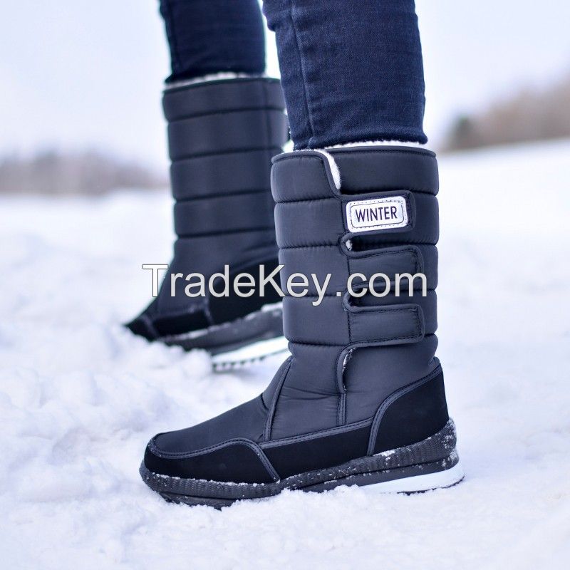 Winter fleece men's warm velcro snow boots high top cotton shoes For  Thick Plush