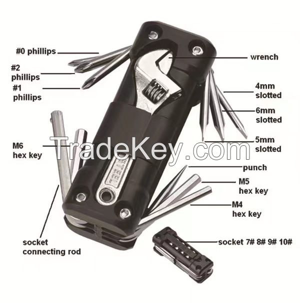 16 in 1 EDC Multifunction Gadget Outdoor Allen Key Wrench Bike Repair Tools