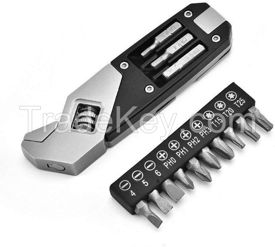 Stainless steel Multi-Function Folding Wrench Tool bike repair tools With Screwdriver Outdoor Survival Outfit