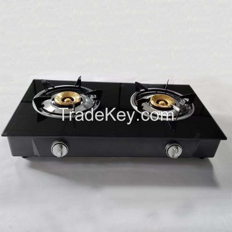 Kitchen Appliance double burner tempered glass gas stove