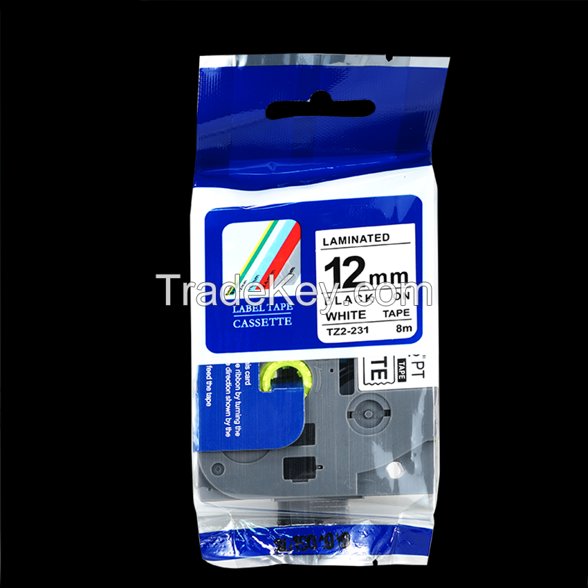 Tze-231 Tze231 Tze 231 Tz231 Tz-231 12mm Premium Black On White P-Touch Label Tape Compatible for Brother Printer