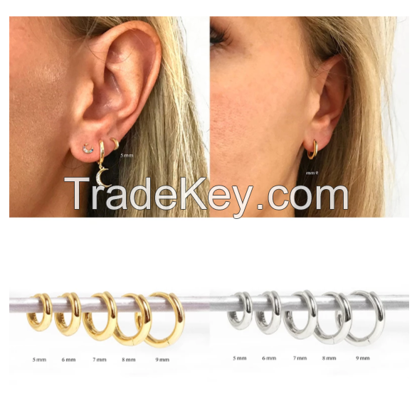 Aide 925 Sterling Silver Rose Gold Small Hoop Earrings For Women Girls