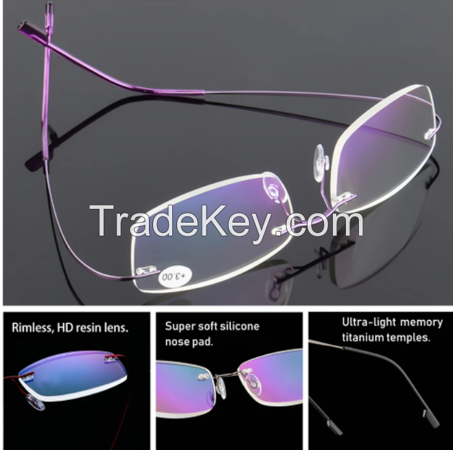 1PC Rimless Reading Glasses Men Women Memory Titanium Presbyopic Eyeglasses High-definition Eyewear Vision Care +1.0~+4.0