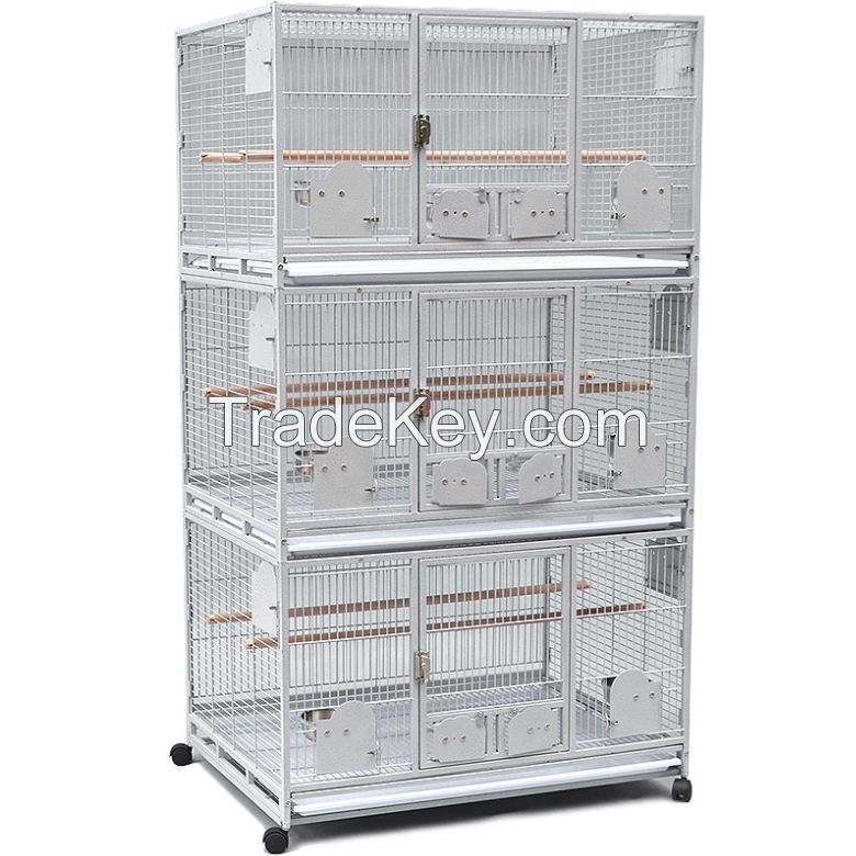 Wrought Iron Bird Cage with Rolling Stand for Parrots Conure Lovebird Cockatiel Pigeon Cages that Can Be Stacked