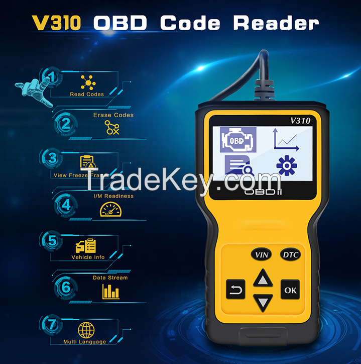 SA0121-2.  V310 obd2 Auto Failure Tester. The V310 OBD II / EOBD code reader is specifically designed for all OBD II-compliant vehicles, including those equipped with a next-generation protocol control area network (capable of use).