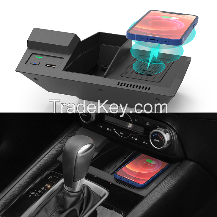 PS000182.FOR Mazda CX-5 (2017-2020) Wireless car charger. Built-in fast charging chip, large coil configuration, charging efficiency is higher. Compatible with multi-brand mobile phone models of special multifunctional wireless vehicle charger.