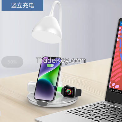PS506B. Five-in-one folding wireless charger (desktop), support mobile phone / Apple watch / Bluetooth headset / wireless charging equipped with seven lights / desk lamp