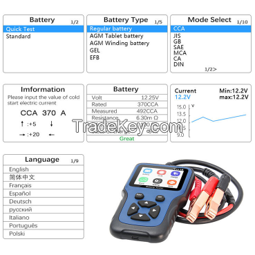 PSV311B .Car battery detector, 12V battery detection, battery diagnostic instrument, motorcycle / yacht battery diagnostic instrument general factory direct sales