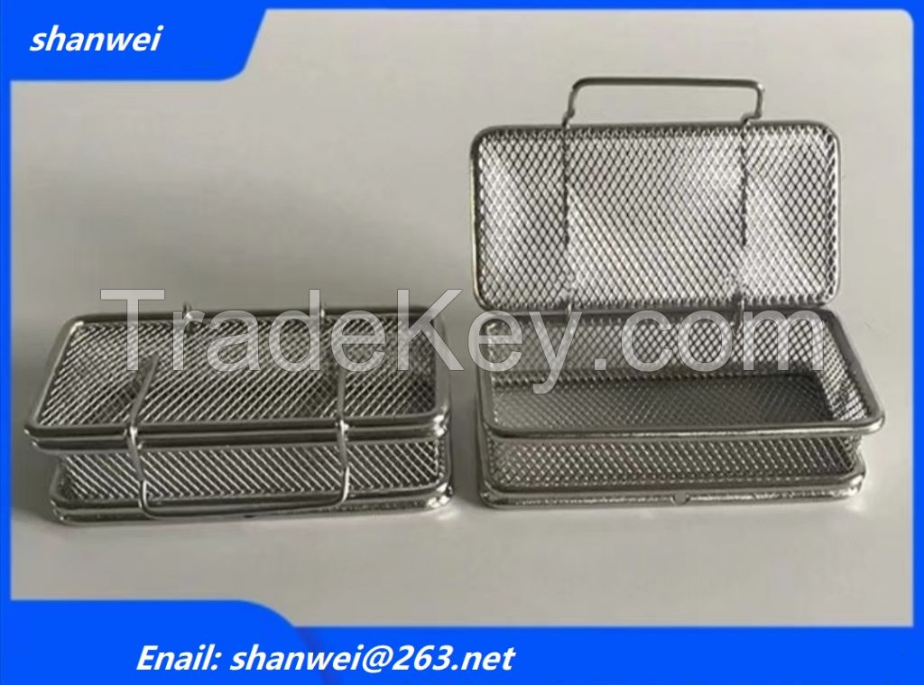 Stainless steel Wire mesh Tray With Lid Surgical Autoclave Holding Instruments Sterilization