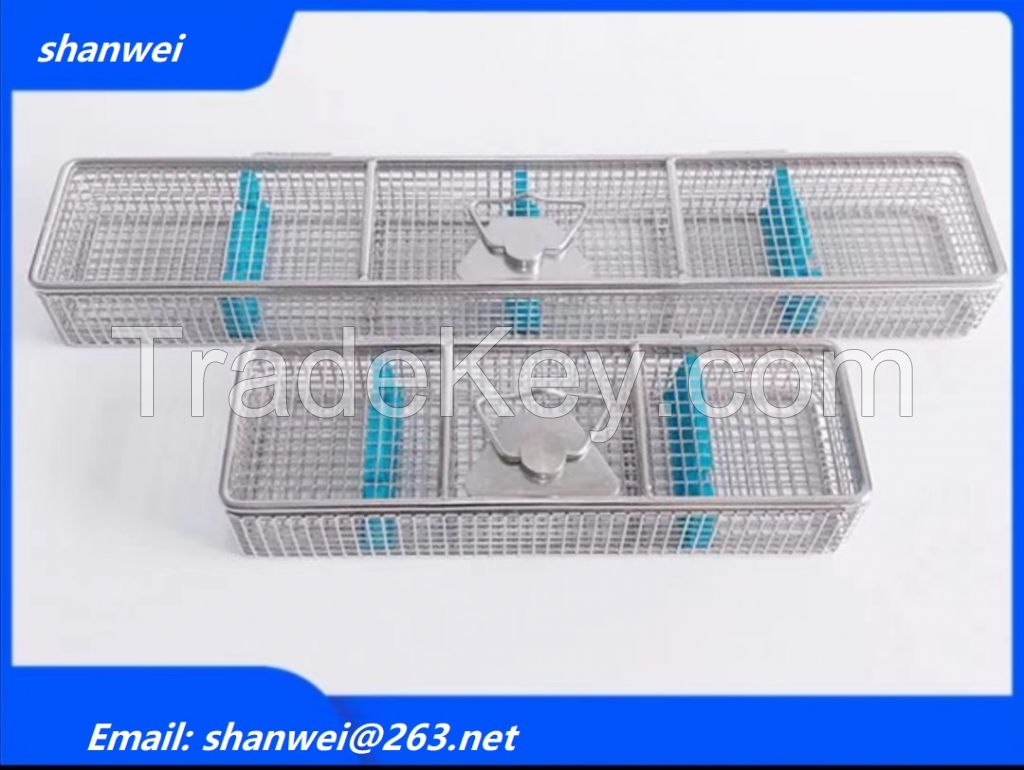  Stainless Steel Basket Mesh Tray with Lid for Sterilisation of Instruments