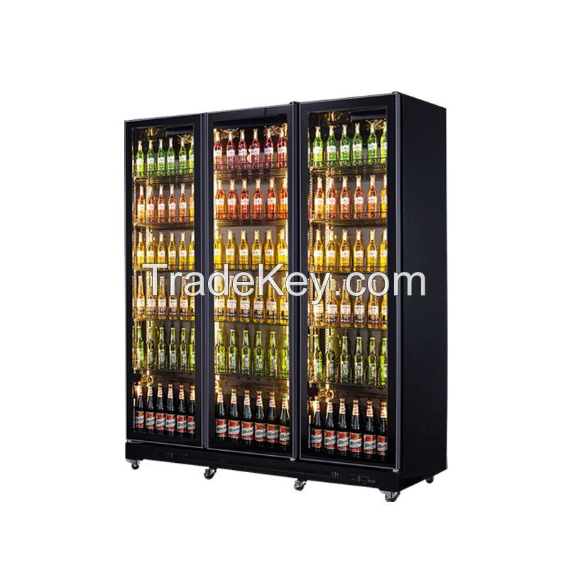 Three-door beer cabinet refrigerator commercial beverage display cabinet refrigerated storage cabinet vertical convenience store beverage cabinet
