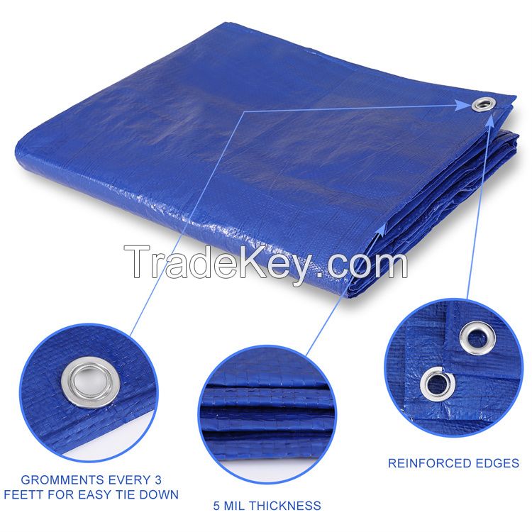 PE Blue Plastic Fabric Tarpaulin Covers Tarp