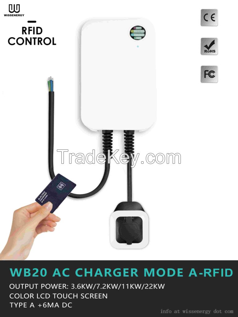 WB20 Level 2 EV Charging Station, 20FT Cable, NEMA 14-50 Plug, SAE J1772 Connector â RFID Version