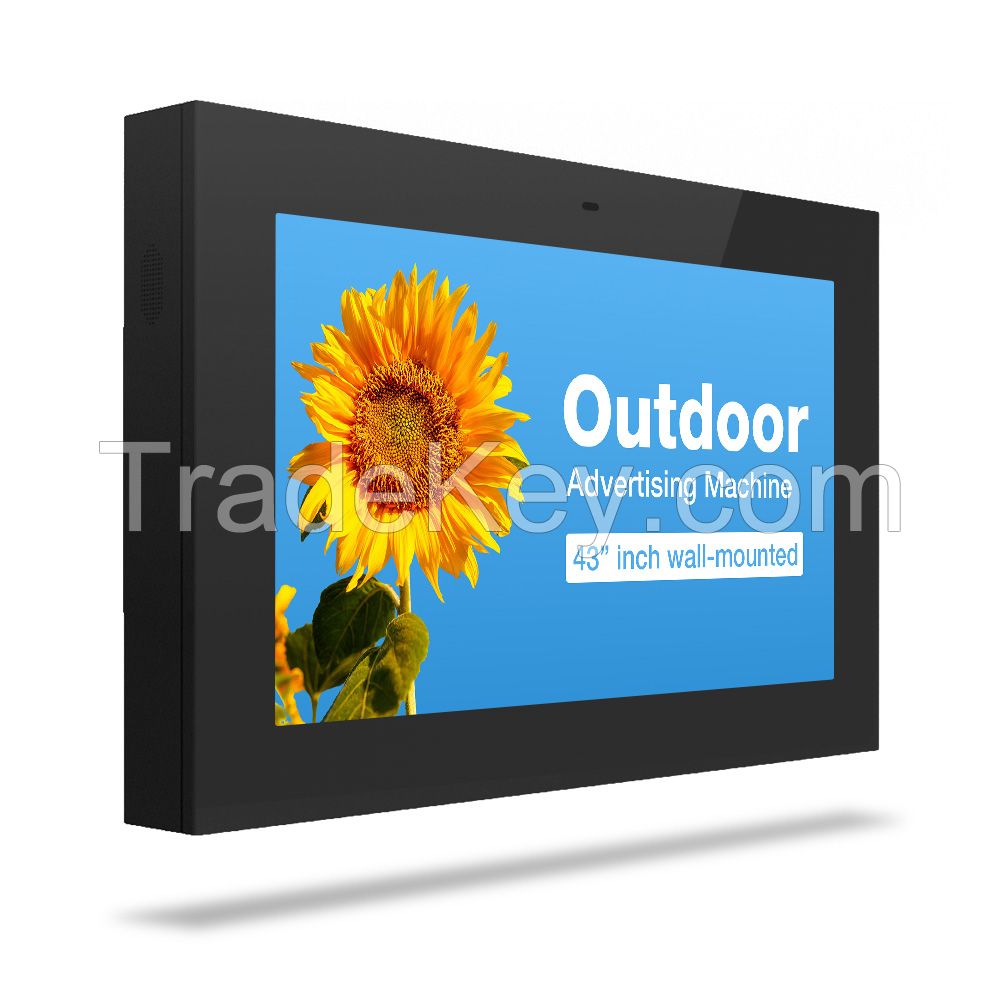 Super Thin Outdoor Digital Signage Totem 49 55 inch Wall Mounted Android Lcd Ultra Bright Drive Through Advertising Kiosk