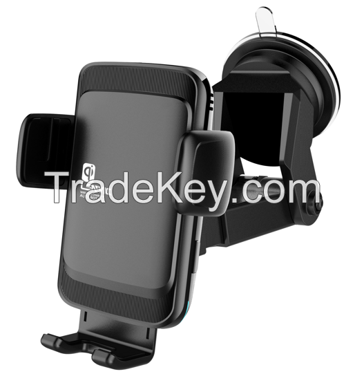 15W smart alighment wireless charger car mount holder auto match phone position Qi cradle car phone snap